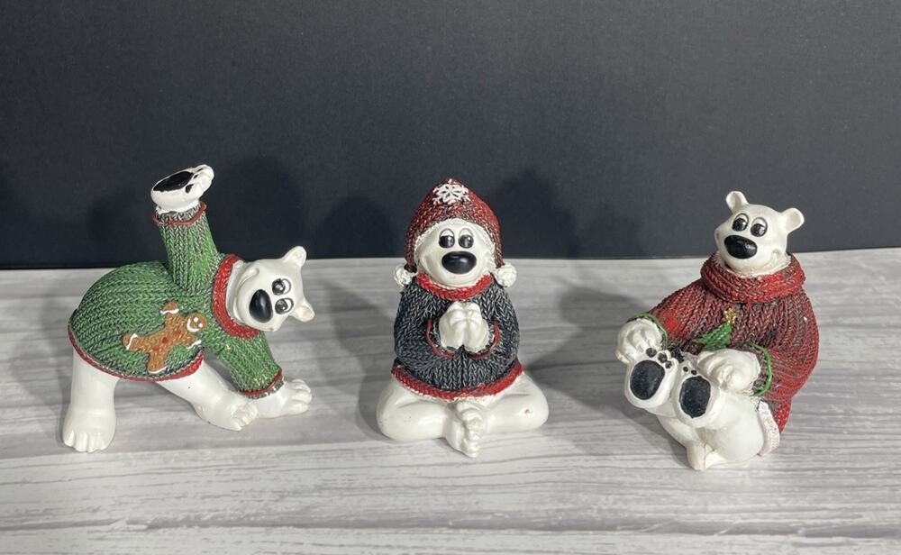 New Bella Haus 3PCs Polar Bears in Ugly Sweaters Yoga Set 3"